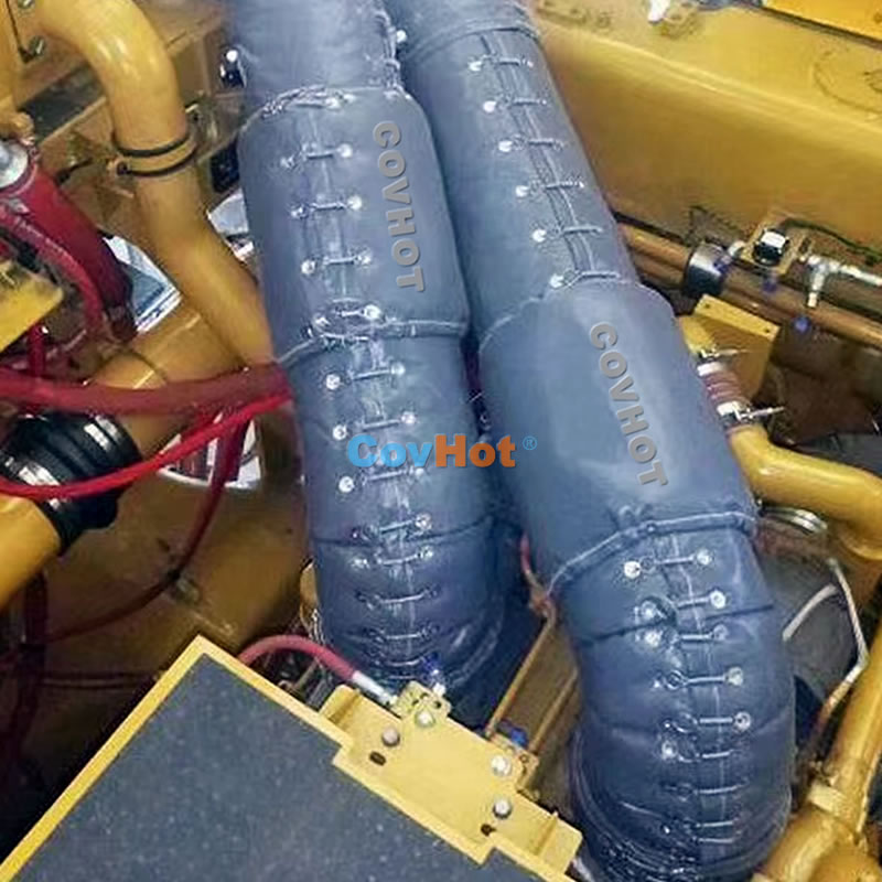 柔性排氣管排煙管絕熱套,工程車輛船舶火車發動機排氣系統防護罩